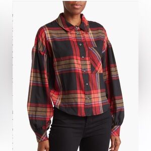 Sanctuary Bianca top Clayton Plaids Button-Up Women's flannel shirt blouse XL